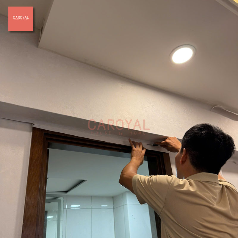 Thi công dán vải dán tường in UV tại chung cư Ruby Tân Phú