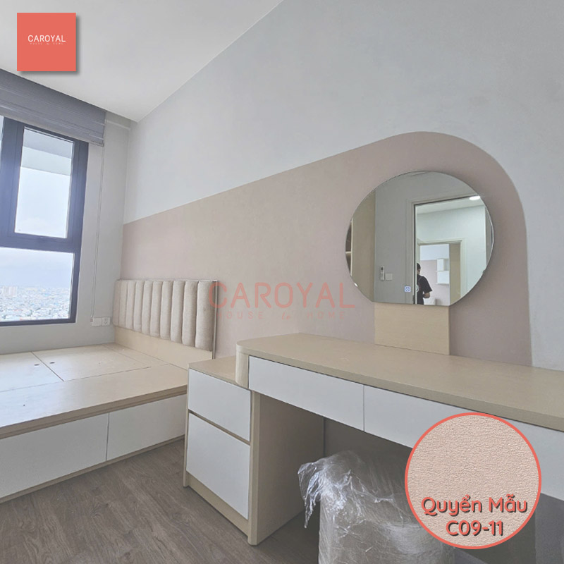 Vải dán tường vách đầu giường cho căn hộ chung cư quận 6
