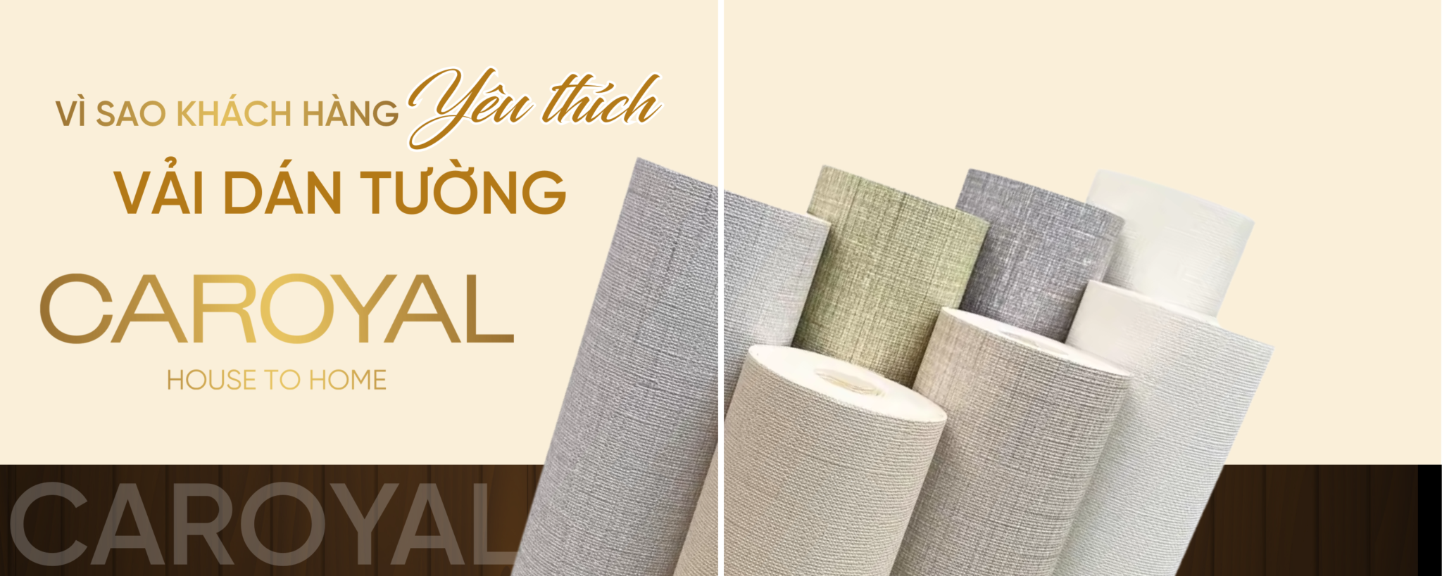 Vải Dán Tường Cao Cấp, Đẹp, Chính Hãng, Uy Tín, Nhiều Mẫu Mã Sang Trọng tai sao chon caroyal 1