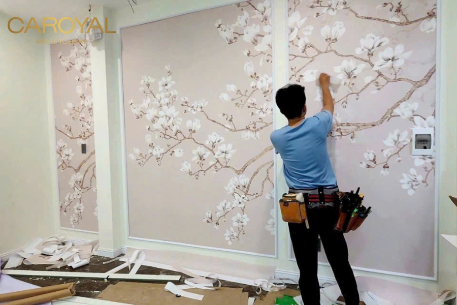 Hình ảnh thực tế các dự án vải dán tường CAROYAL thi công