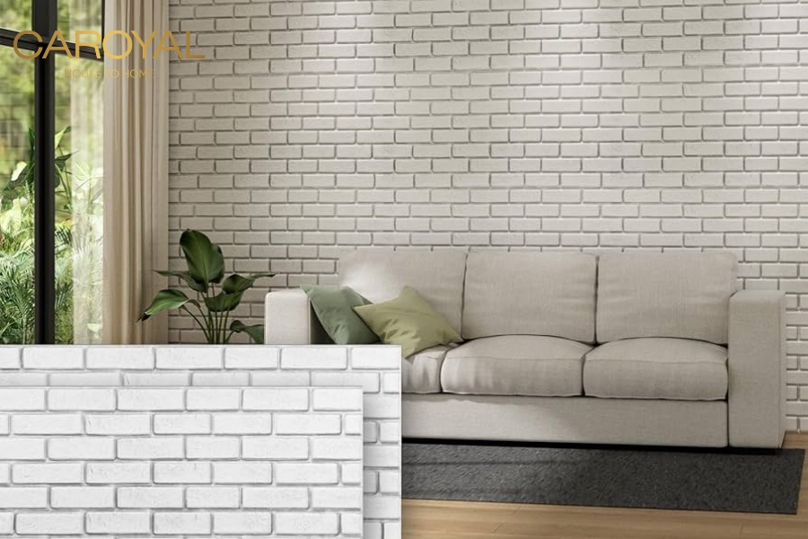 Giấy dán tường phòng trọ giả gạch trắng