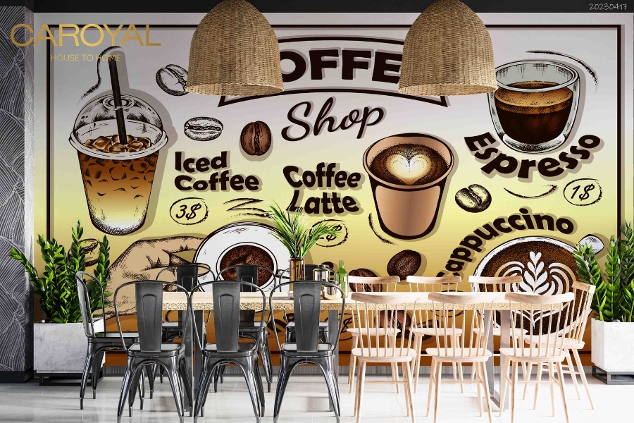 Quán cafe thường có độ ẩm cao vì thế hãy chọn giấy có lớp phủ vinyl hoặc vật liệu dày Quán cafe thường có độ ẩm cao vì thế hãy chọn giấy có lớp phủ vinyl hoặc vật liệu dày