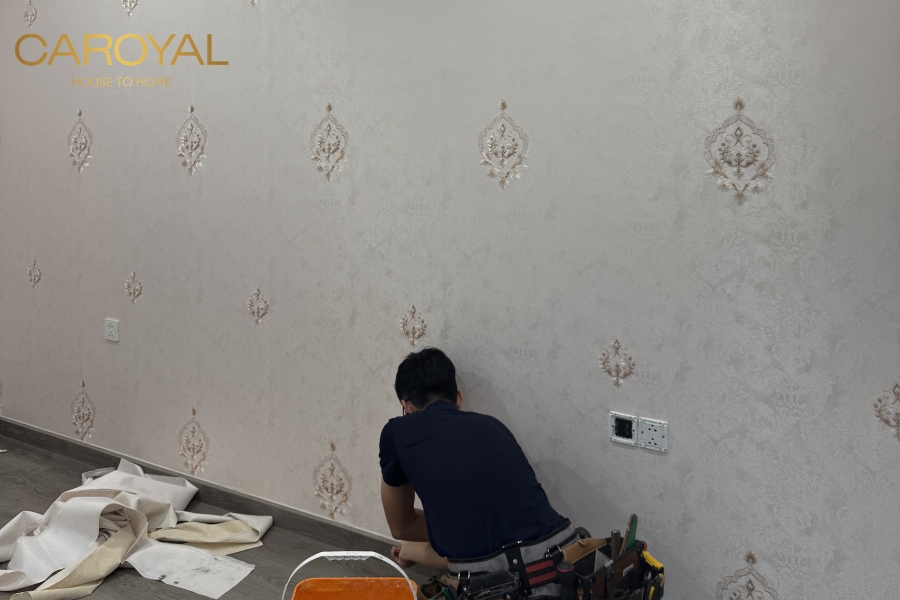 giấy dán tường hợp mệnh thổ màu be