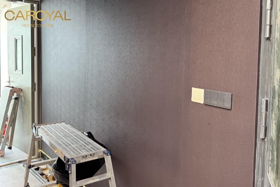 giấy dán tường hợp mệnh thổ màu nâu