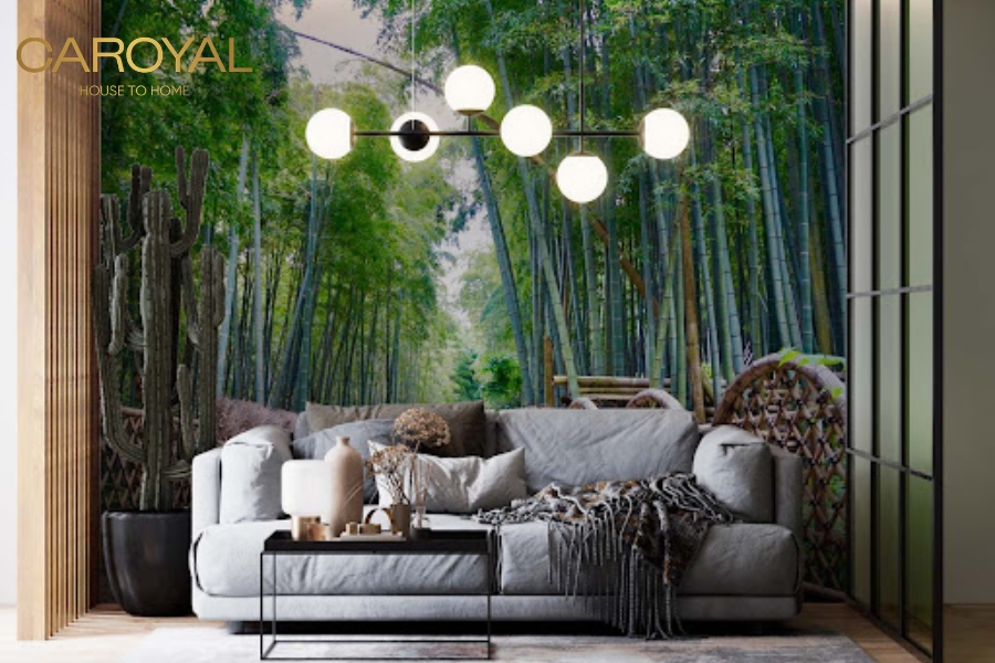 Giấy dán tường phòng khách hợp mệnh Mộc Giấy dán tường phòng khách hợp mệnh Mộc