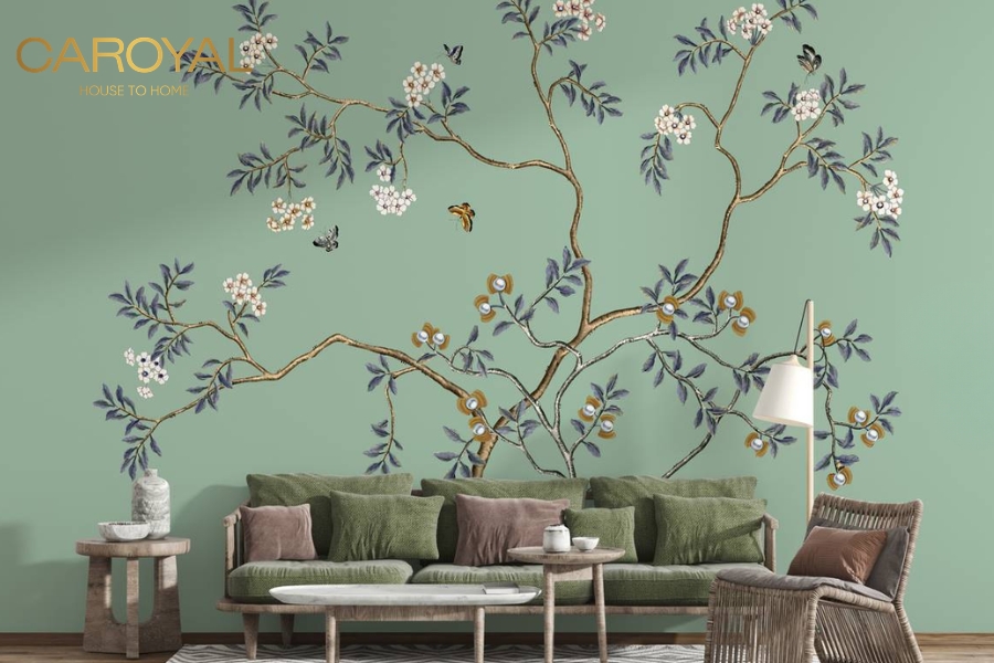 Giấy dán tường phòng khách hợp mệnh Mộc Giấy dán tường phòng khách hợp mệnh Mộc