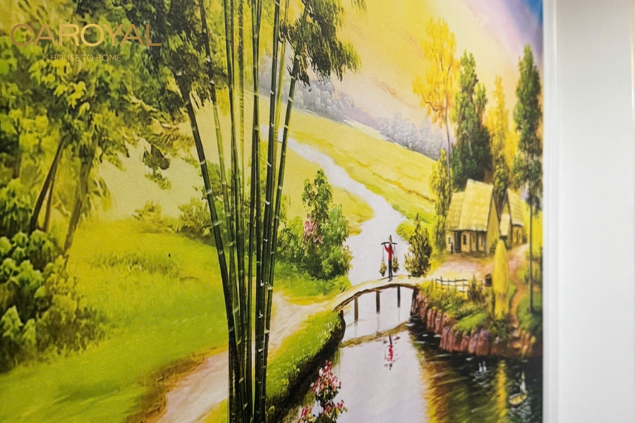 mẫu tranh dán tường phòng ngủ vợ chồng