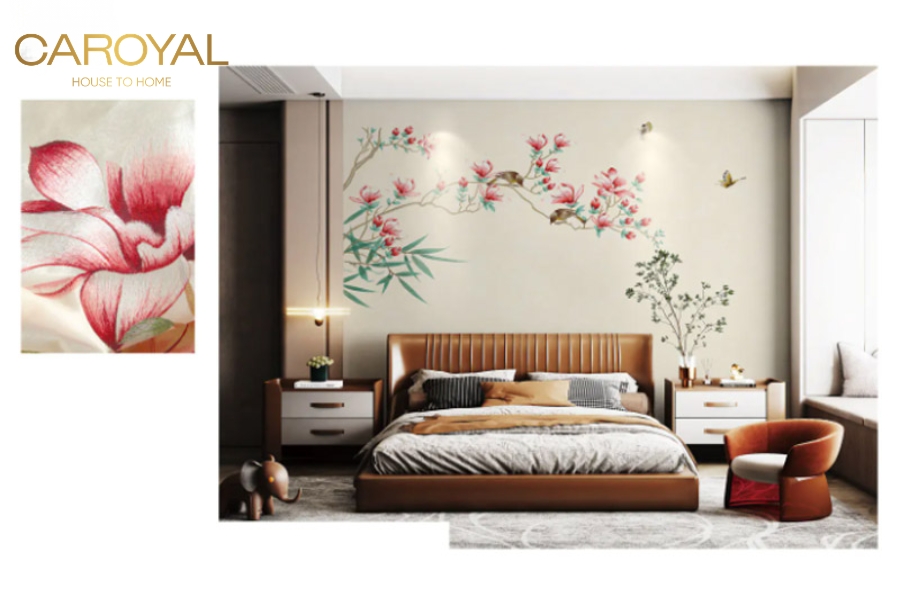 mẫu tranh dán tường phòng ngủ vợ chồng