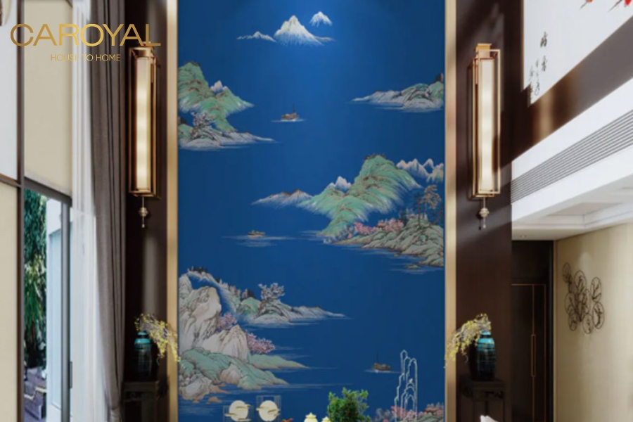 mẫu tranh dán tường phòng ngủ vợ chồng