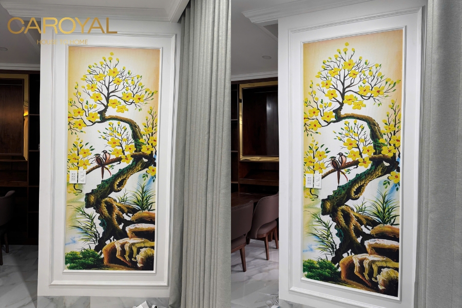 mẫu tranh dán tường phòng ngủ vợ chồng