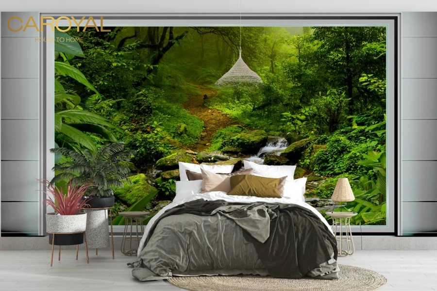 Chọn tranh dán tường theo màu sắc nội thất của phòng ngủ