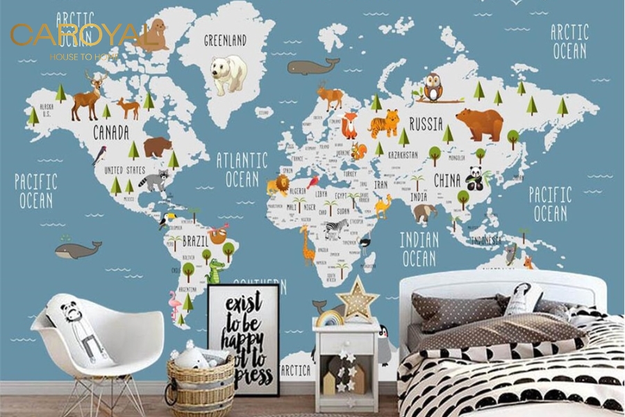 Tranh dán tường bản đồ thế giới