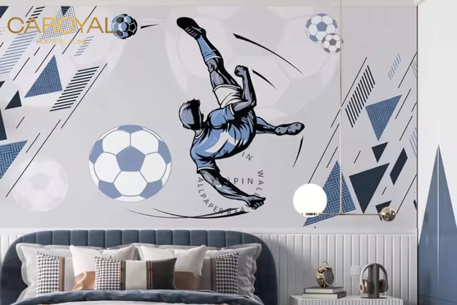 Tranh dán tường bóng đá – Sân cỏ xanh