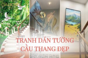 Tranh dán tường cầu thang 3D đẹp, hiện đại và hợp phong thủy