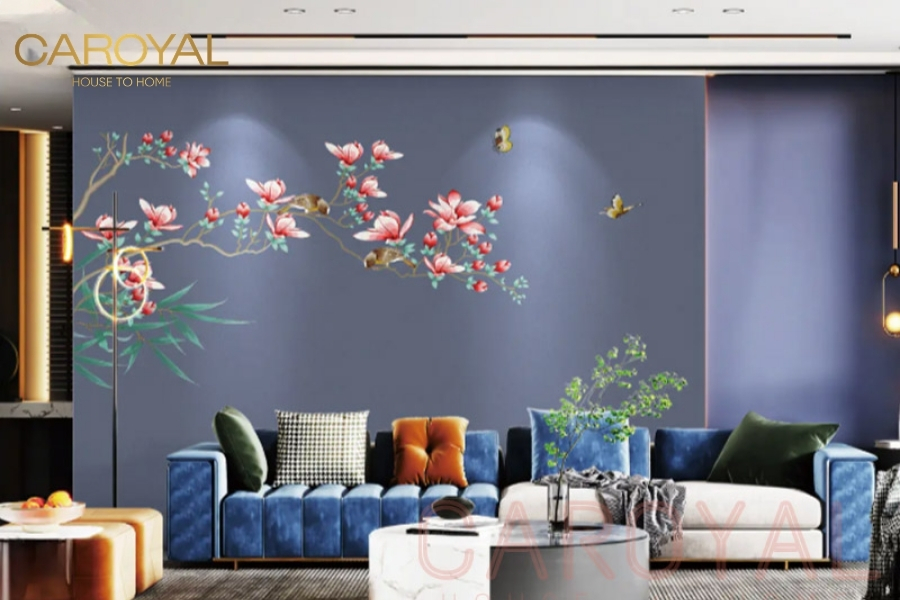 Tranh dán tường phòng khách Thất Nhã Lan Hương