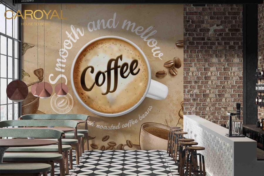 Tranh 3D dán tường quán cafe