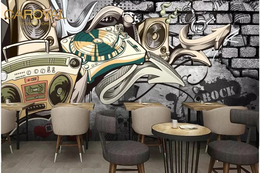 Tranh dán tường quán cafe