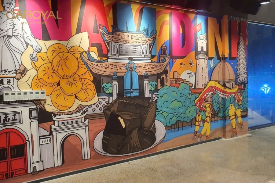 Tranh dán tường quán cafe