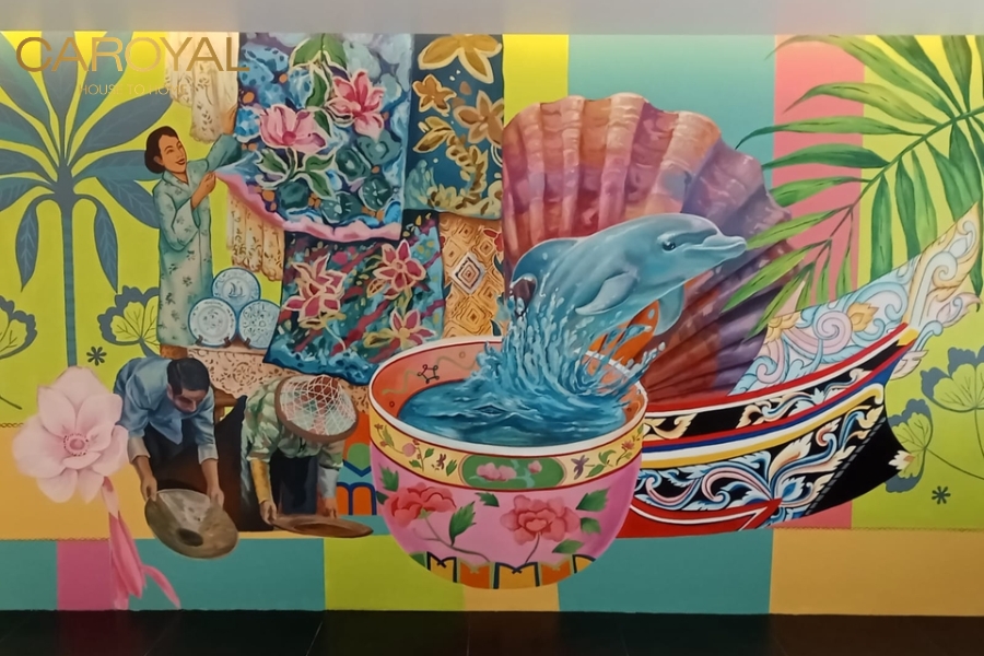 Tranh dán tường 3D cafe