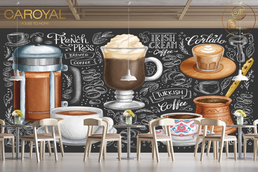 Tranh 3D dán tường quán cafe