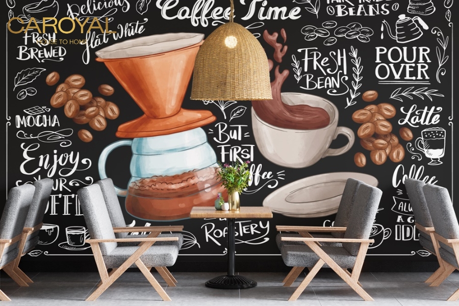 Tranh dán tường 3D cho quán cafe