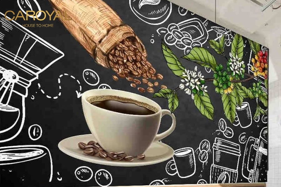 Tranh dán tường quán cafe