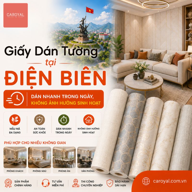 Giấy Dán Tường Tại Điện Biên Dán Nhanh Trong Ngày, Không Ảnh Hưởng Sinh Hoạt